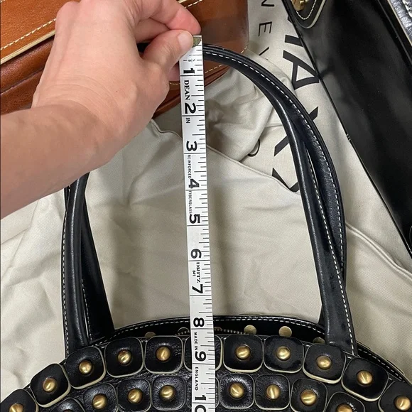 Maxx New York Leather Black Gold stud brass ball Studded Shoulder Bags - Picture 17 of 17